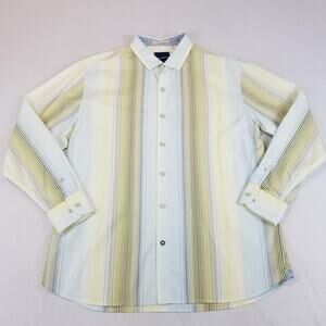 Tommy Bahama Shirt Mens XL Blue Yellow Stripe Button Up Long Sleeve